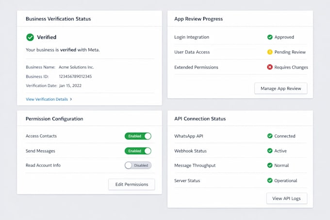 resolve meta verification issues and complete app approval with whatsapp API