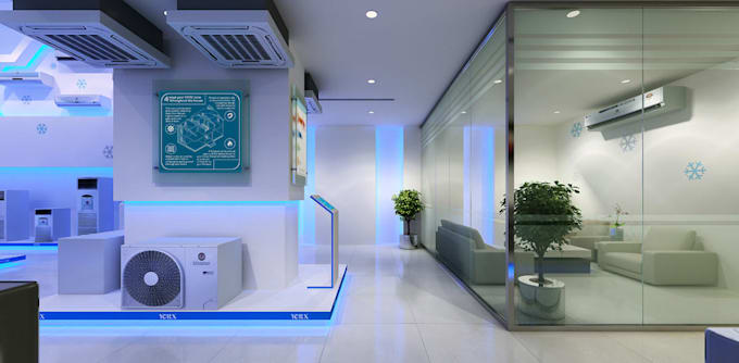 rebuild 3d electronics showroom,exhibition booth,modern retail space, cgi render