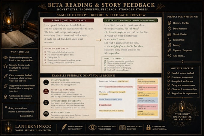 beta read your horror, dark romance, or fiction manuscript