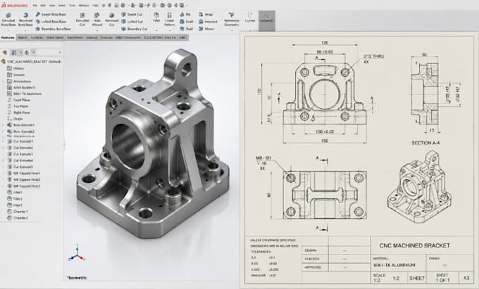 do 3d mechanical cad engineering for cnc machining and 3d printing