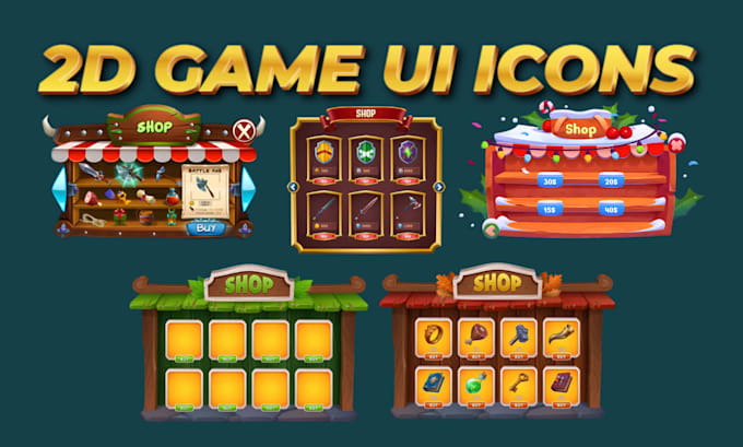 do 2d game art props icons object menu skill ui elements assets game items pack