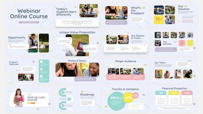 create webinar presentation slides, online course, training slide educate design