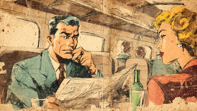 draw old retro distressed comic illustration