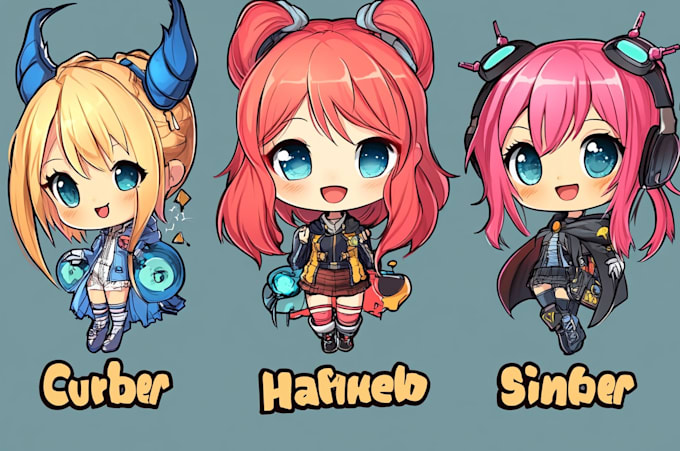 design cute animals emoticon, stickers, character, chibi