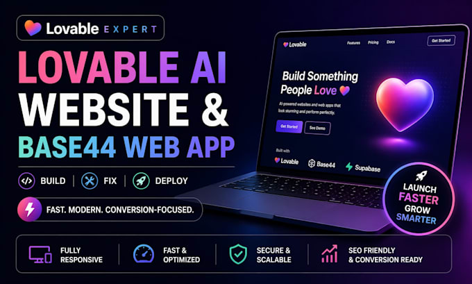 fix build scalable lovable ai saas base44 web app expert