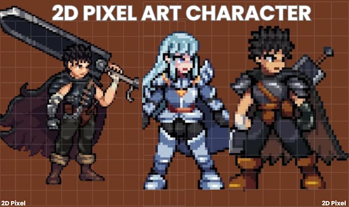 do 2d pixel art sprite sheet character 8 bit 16 bit 32bit animation for game