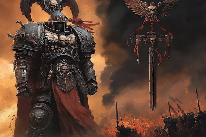 create warhammer fantasy space marine style illustration