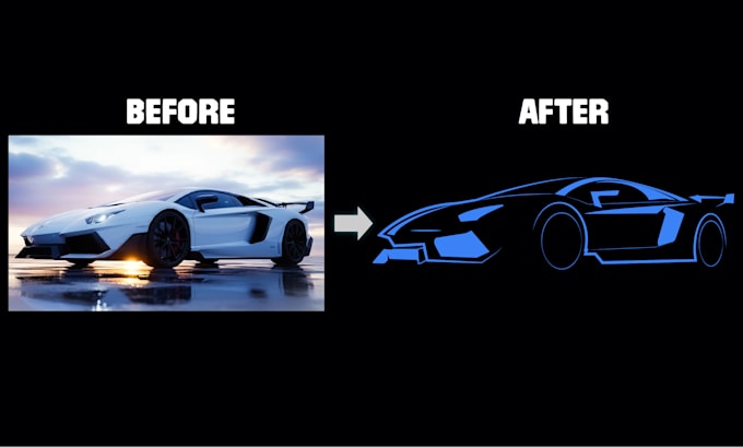 Draw car line art and automotive outline by Tamimarif | Fiverr