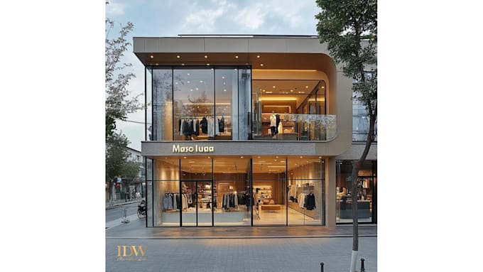 design modern storefront, shopfront, and retail facade in 3d