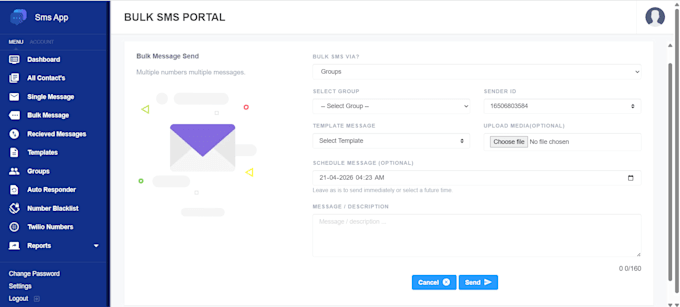 create a twilio bulk SMS campaign scheduler with automation