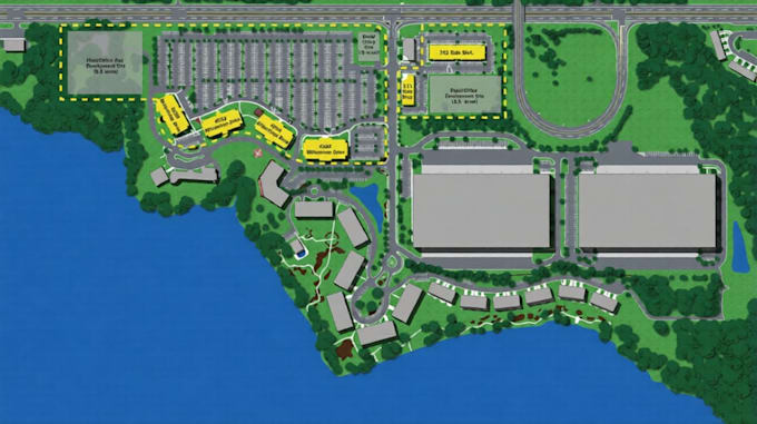 redesign landscape site master plan, city, plot map,  street layout, parking lot
