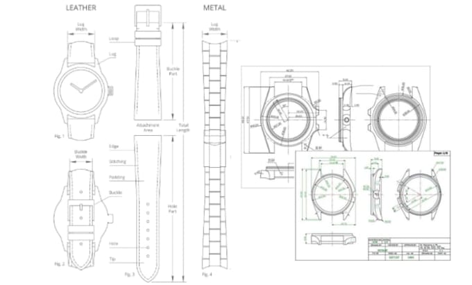 create professional watch technical drawings and factory ready tech packs