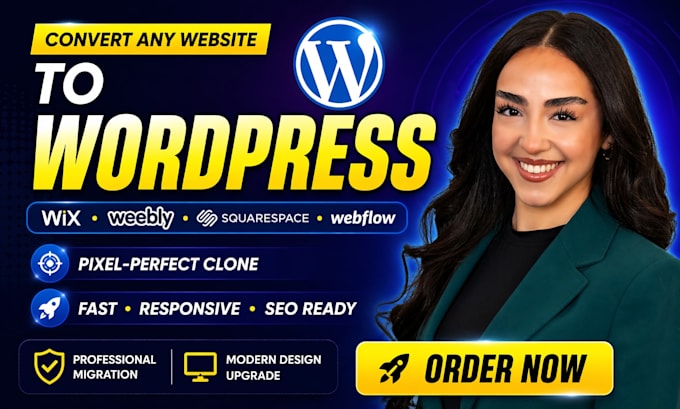 convert clone website from wix weebly squarespace webflow to wordpress website