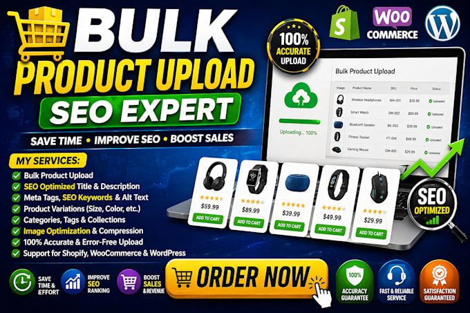 bulk upload optimize manage woocommerce products on wordpress SEO expert