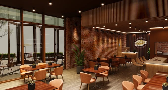 adjust 3d industrial restuarant,wine bar design,lounge,fine dining,cafe interior