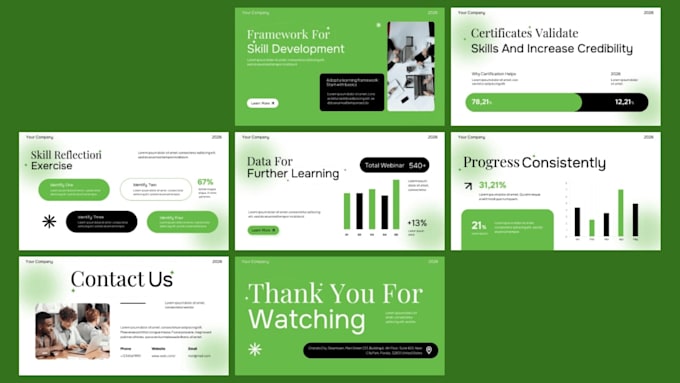 create webinar powerpoint slides design, course presentation, educational slides