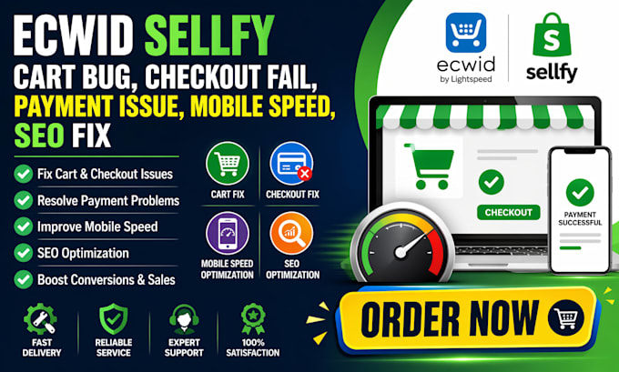 fix ecwid sellfy cart checkout error payment issue mobile speed SEO optimization