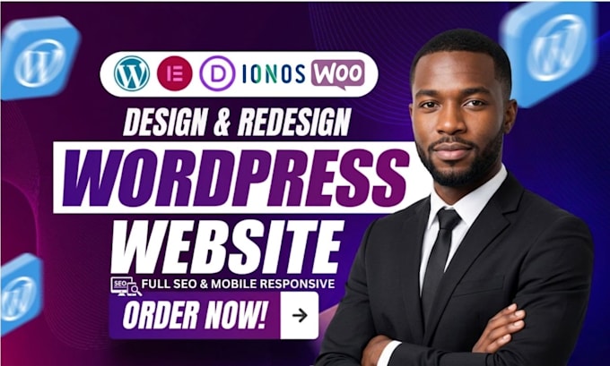 design redesign a stunning wordpress website on ionos with seo responsive design