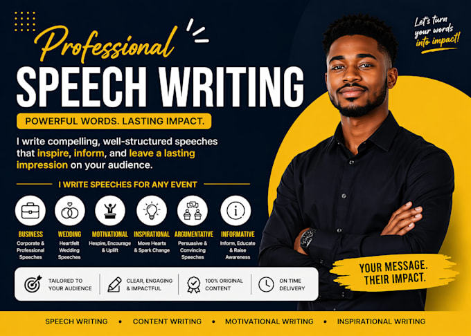 write a powerful and personalised speech for any event or occasion