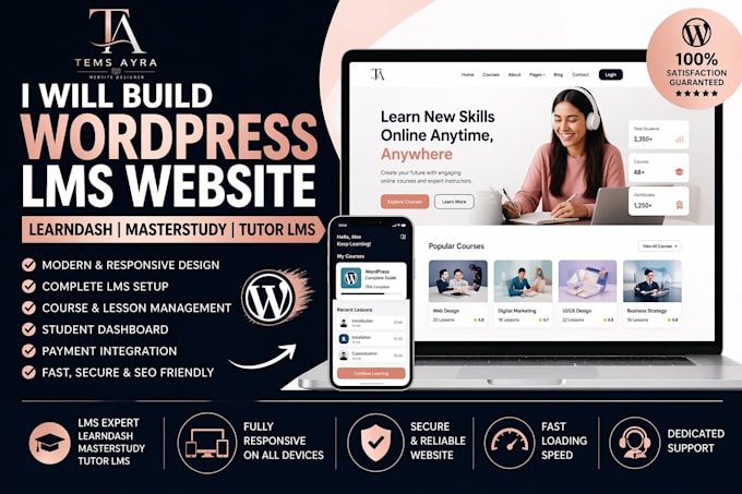 build wordpress website design wordpress tutor lms website masterstudy learndash