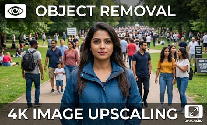 provide professional 4k image upscaling and object removal