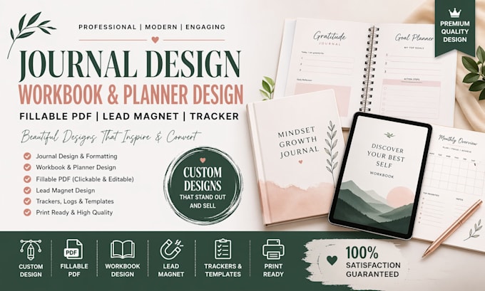 do journal design, workbook planner design, fillable pdf, lead magnet, tracker