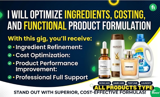 optimize ingredients, costing, and functional product formulation