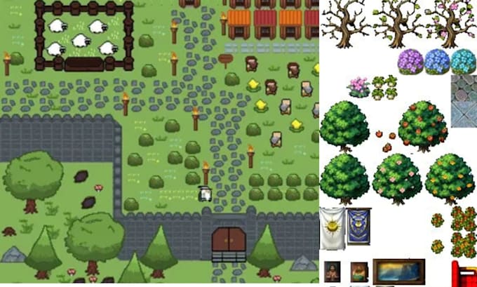 Create rpg maker pixel art tilesets, tilemap, and game backgrounds for ...