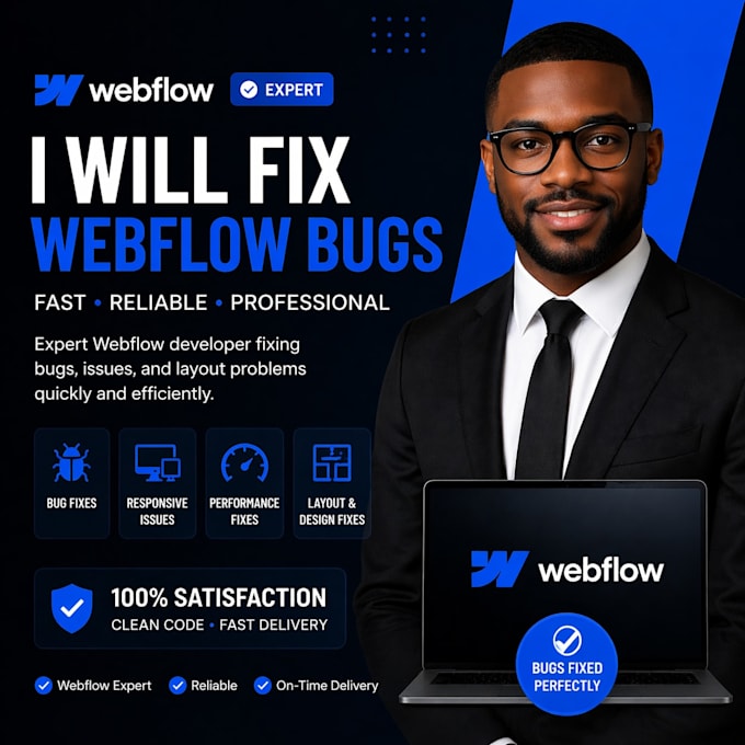 fix webflow bugs in your webflow website as a webflow expert, webflow developer
