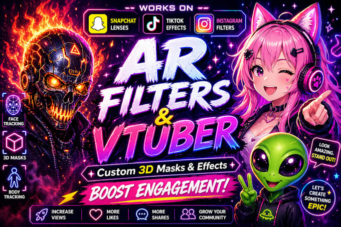 premium ar snapchat filter 3d vtuber avatar filter lens studio arkit ar filter
