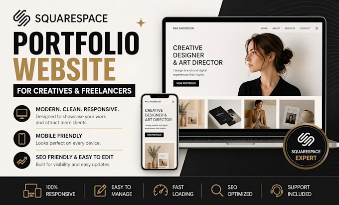 design a squarespace portfolio website for creatives and freelancers
