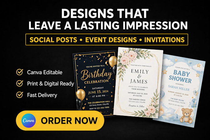 design a stunning editable invitation card for any event