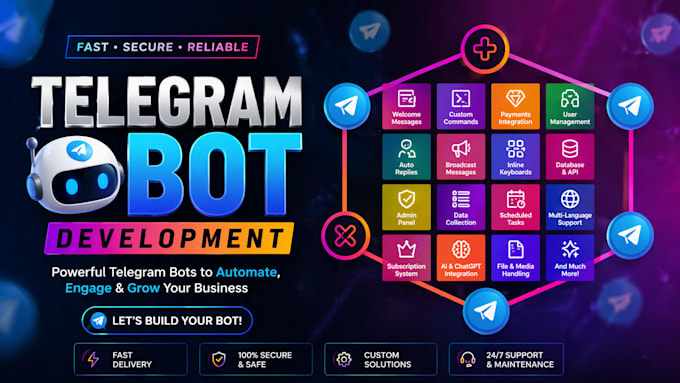 develop telegram apps with telegram bots and game integration using python, java