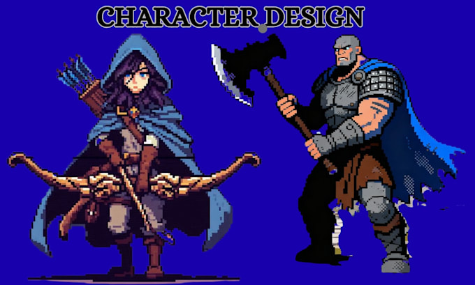 Design pixel art character and background in retro 8 bits or 16 bits ...