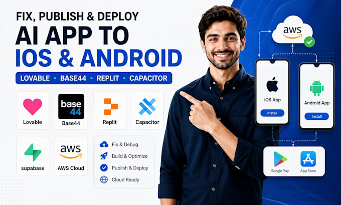 fix publish deploy base44 lovable replit bolt v0 app ios android app play store