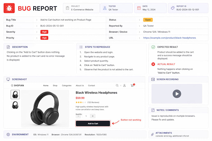 manually test your website app and provide bug report