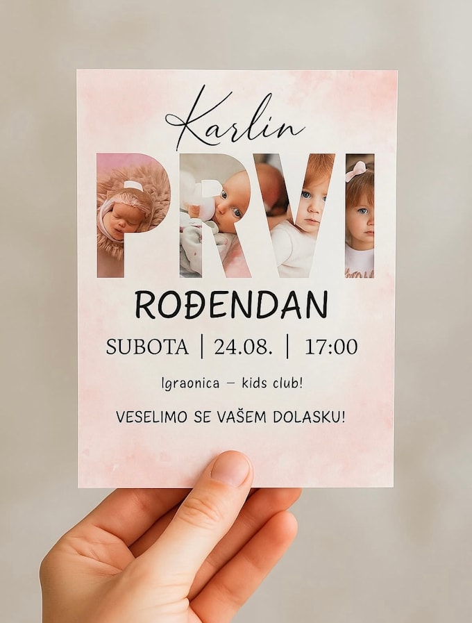 designe personalized kids birthday invitation in 24h