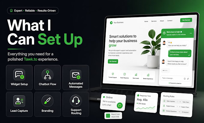 set up premium tawk live chat and automation