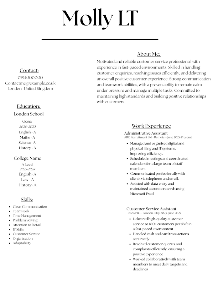 be your personalised CV writer