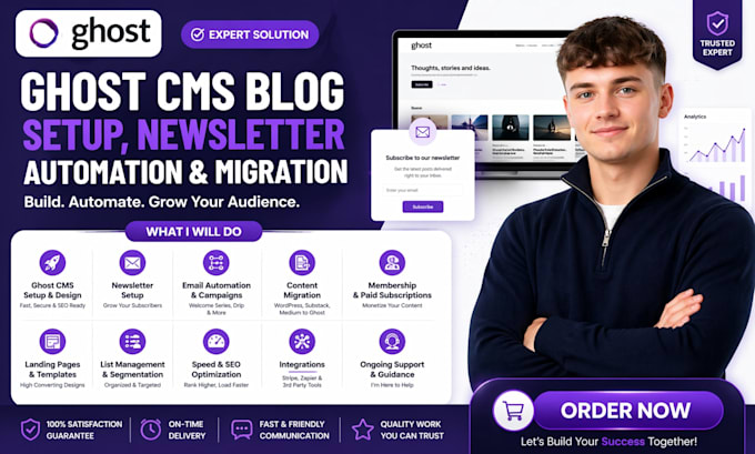 setup ghost cms blog website with ghost newsletter automation migrate ghost cms