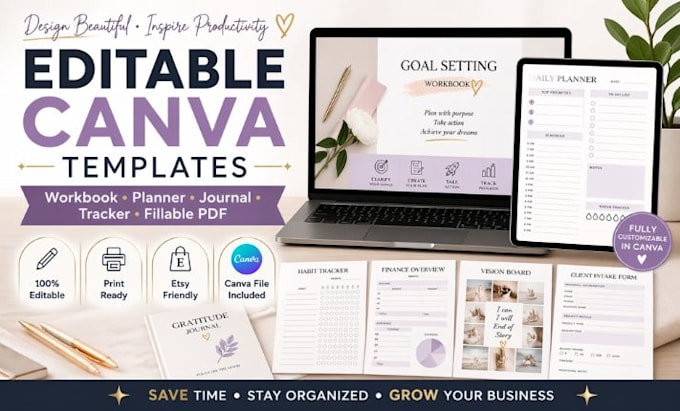 design canva workbook, booklet, planner, journal editable fillable PDF