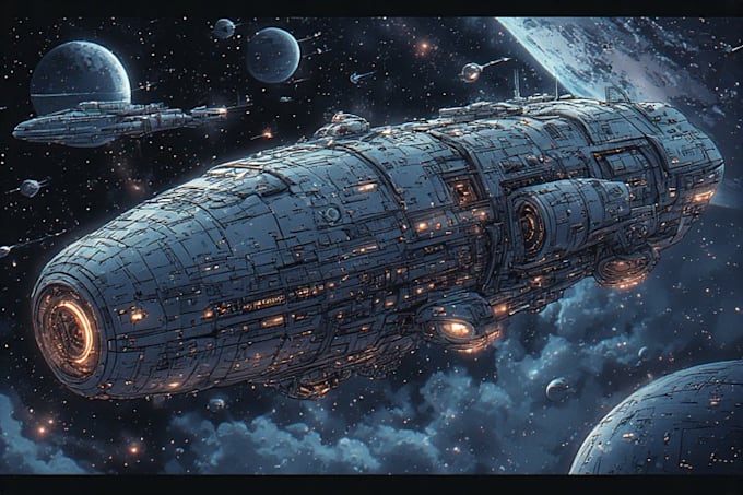 Dibujar ilustraciones de ciencia ficción y arte de ciencia ficción.