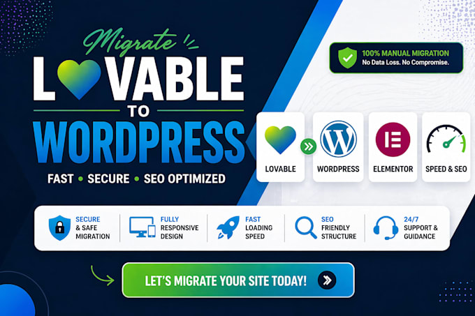 migrate lovable to wordpress website using elementor