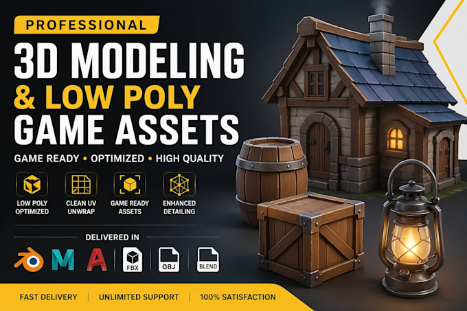 create 3d modelling and low poly game assets pbr in blender, maya, substance 3d