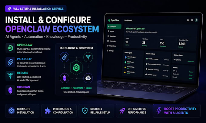 install openclaw paperclip hermes multi agent ai obsidian vps zapier chat widget