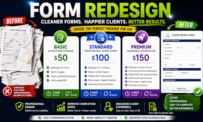 redesign your forms into clean, professional, printable plus digital formats