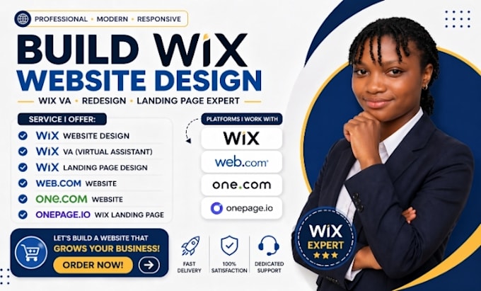 build wix website design, wix va, web com, one com, onepage io wix landing page