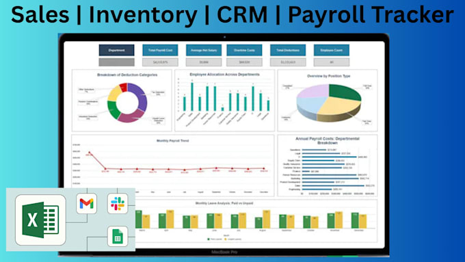 automate sales tracker inventory tracker CRM dashboard payroll spreadsheet