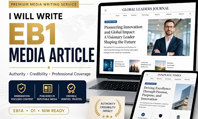write and publish your article on major sites for eb1 media coverage