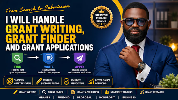 handle grant writing, grant finder and grant applications